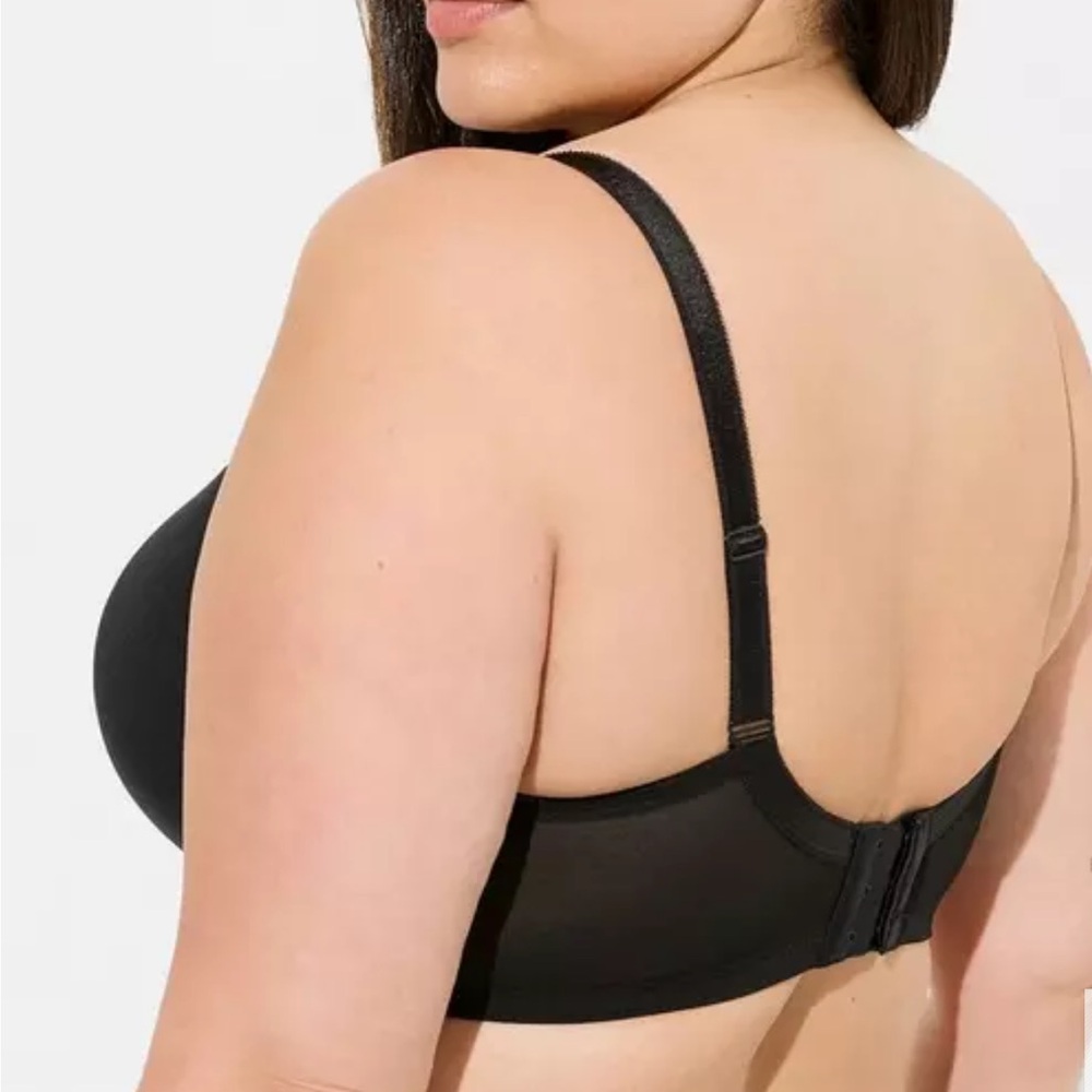 TORRID CURVE PERFECT T SHIRT PUSH UP BRA 46DD BLACK LACE INSET SMOOTH CUPS *NWT* - Picture 6 of 11